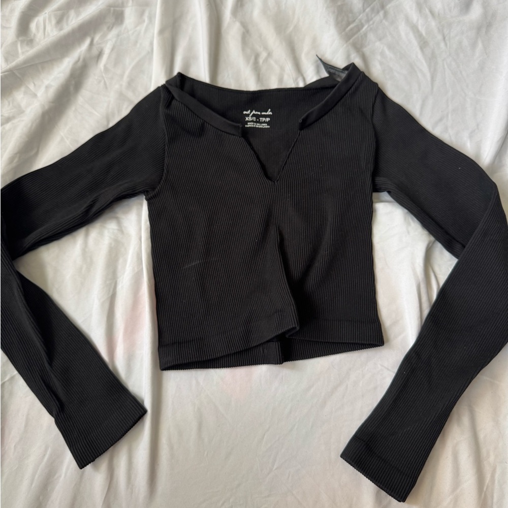 Urban Outfitters Black Asymmetrical Crop Blouse